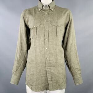 BERETTA Size XXL Green Olive Two Pockets Snaps Long Sleeve Shirt